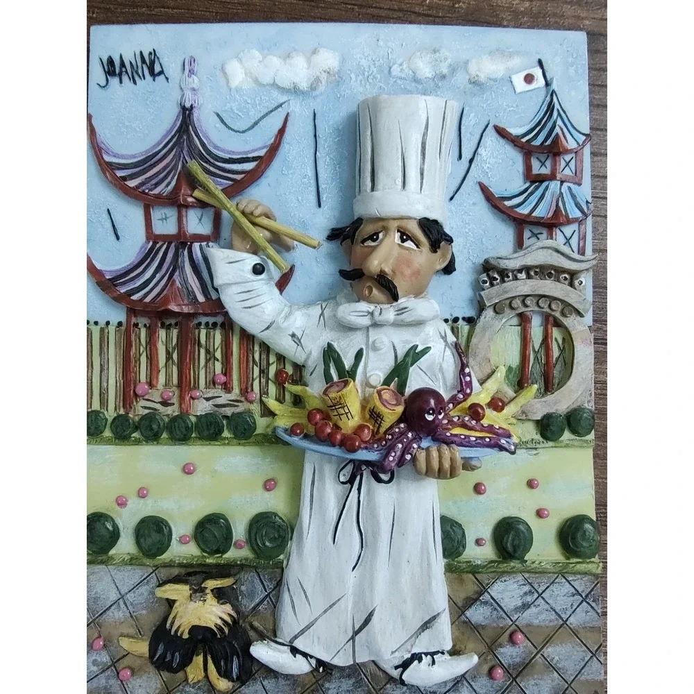 Joanna Chef 3D Wall Art Plaque Pagoda Octopus Dog Chop Sticks B17